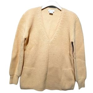 Calvin Klein Vintage 70's Wool Yellow Sweater Size L w/ Pockets